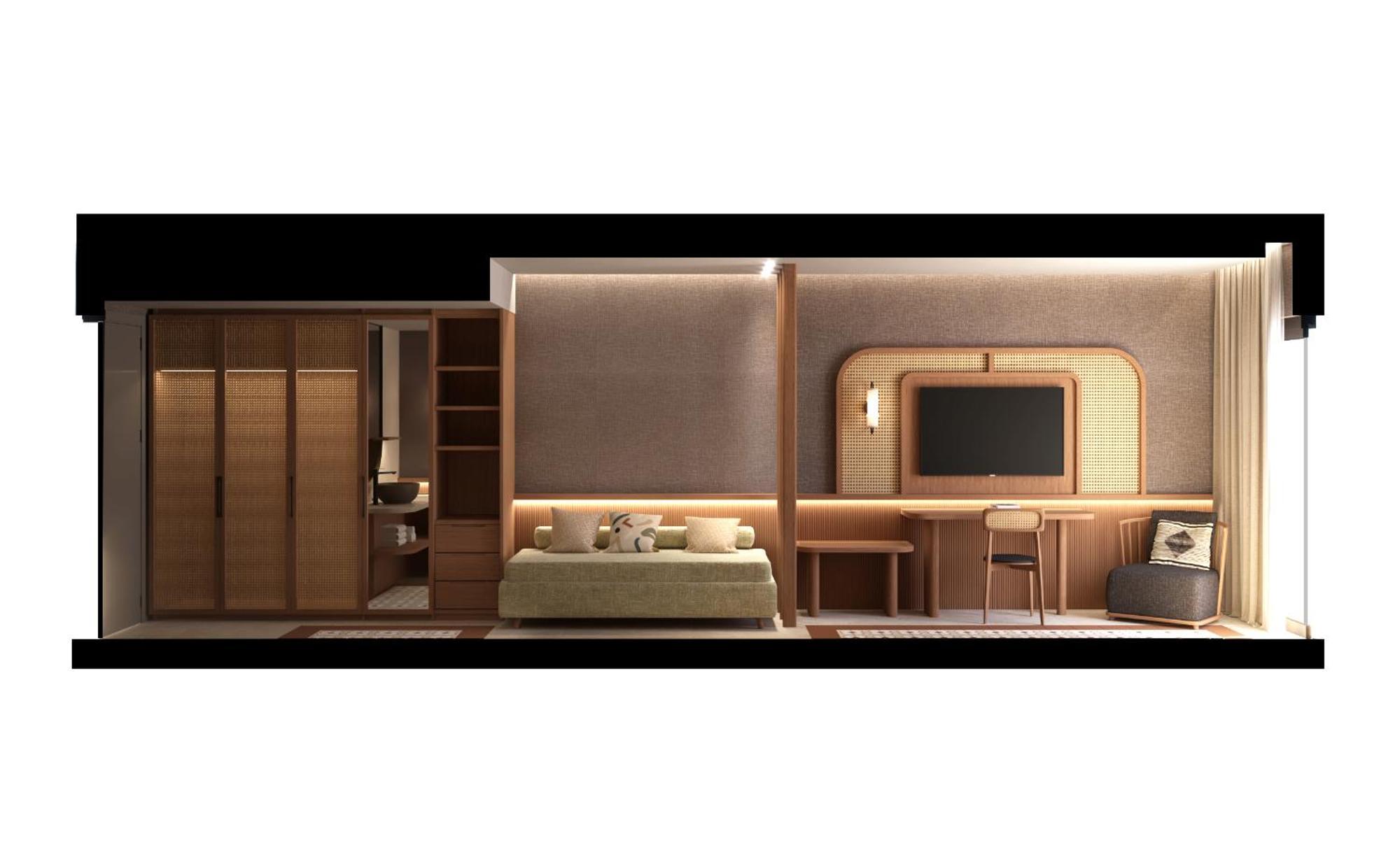 Sentido Apollo Palace 메손기 외부 사진 A 3D rendering of a hotel room